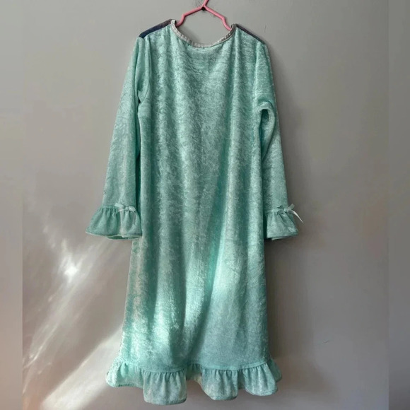 Disney Tinker Bell Long Sleeve Velour AOP Blue Green Nightgown Estimated Y 7/8 - Picture 2 of 4